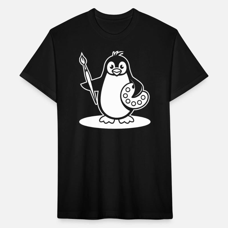 Creative Penguin Artist Holding Brush
