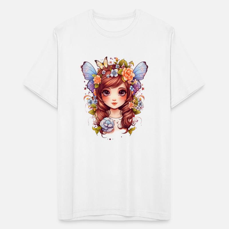 Cute and Pretty Brunette Fairy with Blue Wings