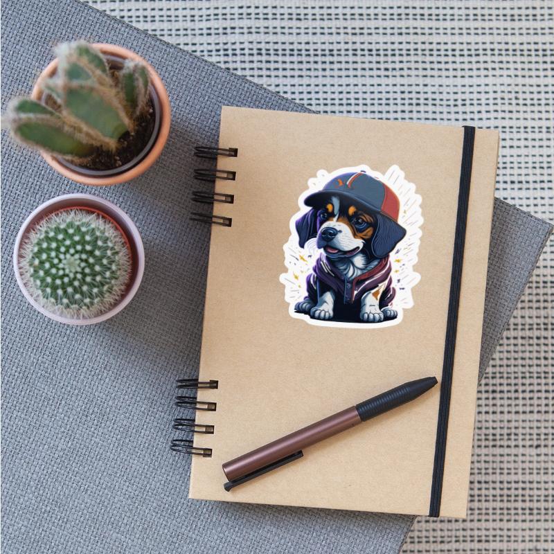 Cute Border Collie Puppy Wearing Baseball Hat