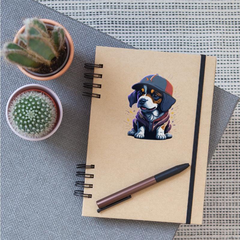 Cute Border Collie Puppy Wearing Baseball Hat