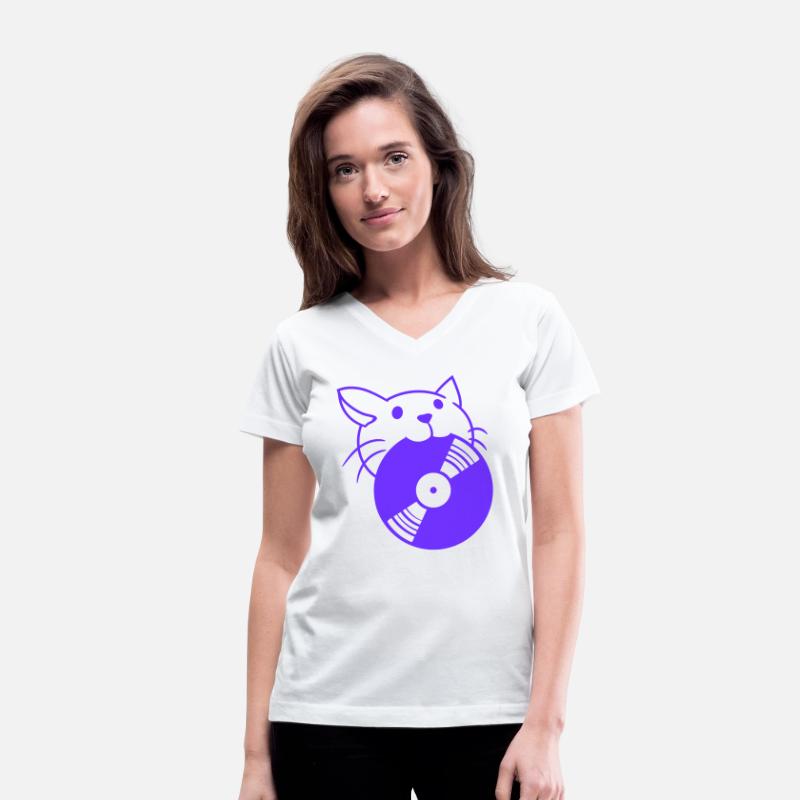 Cute DJ Cat Pet Kitten with Vinyl Record in Mouth