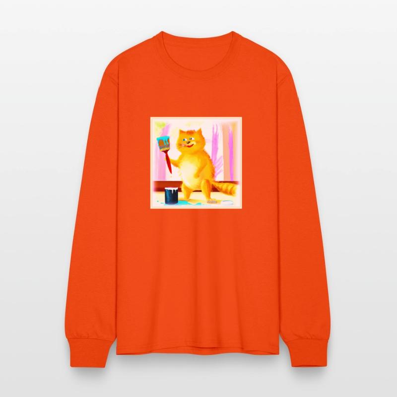 Cute Painting Of A Cat Holding A Brush. Buy Now