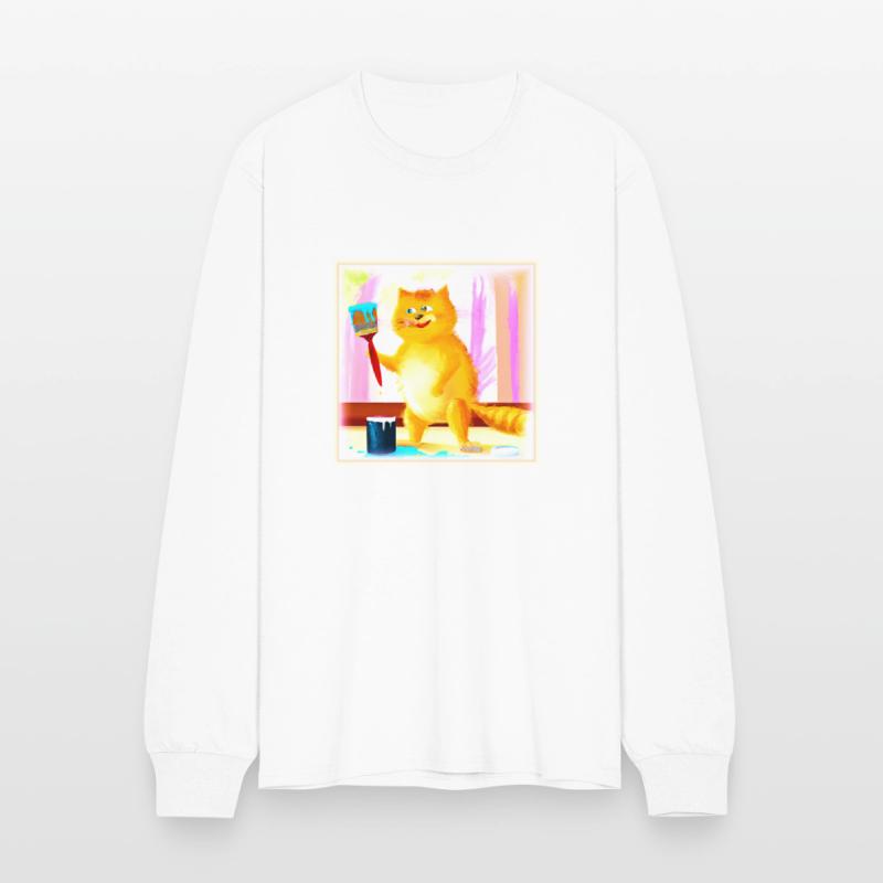 Cute Painting Of A Cat Holding A Brush. Buy Now