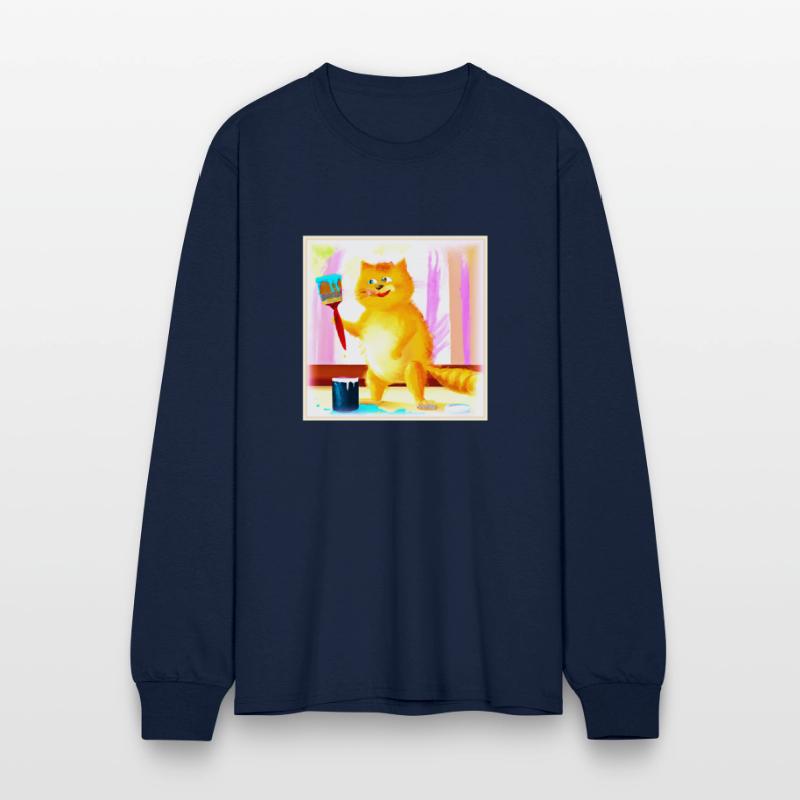 Cute Painting Of A Cat Holding A Brush. Buy Now