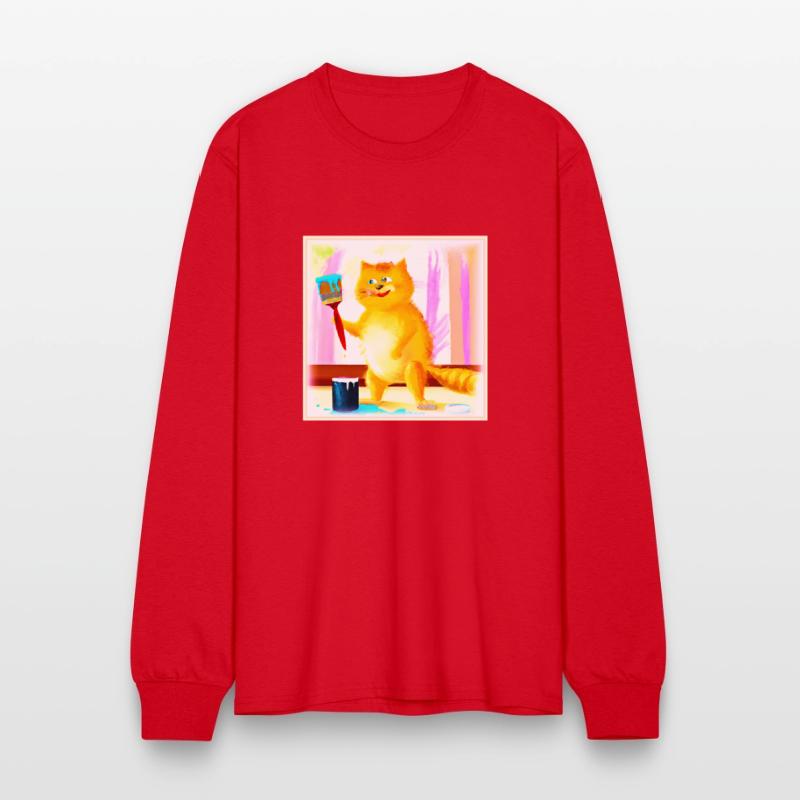 Cute Painting Of A Cat Holding A Brush. Buy Now