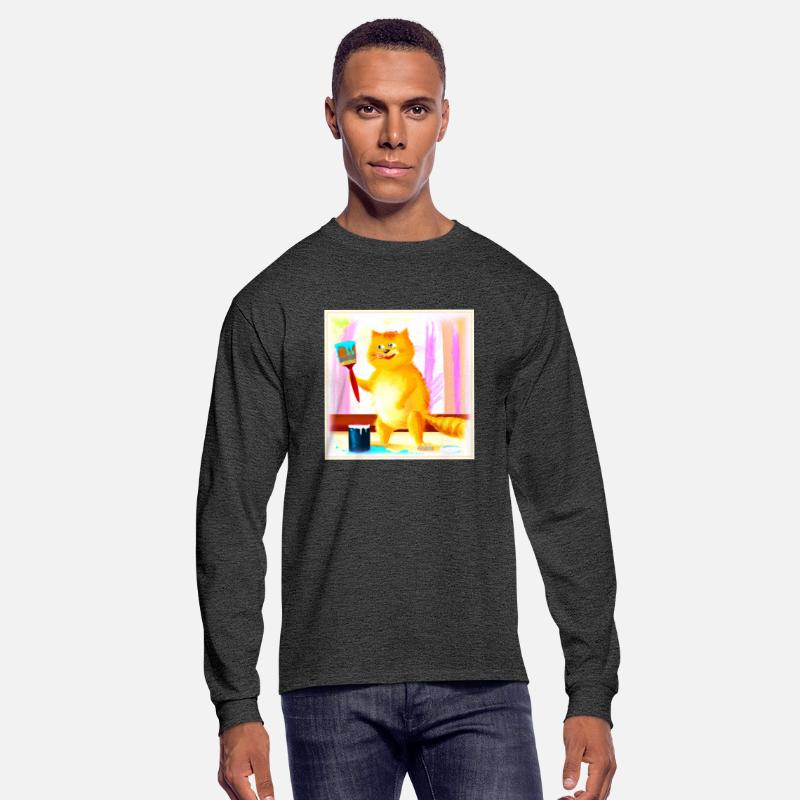 Cute Painting Of A Cat Holding A Brush. Buy Now