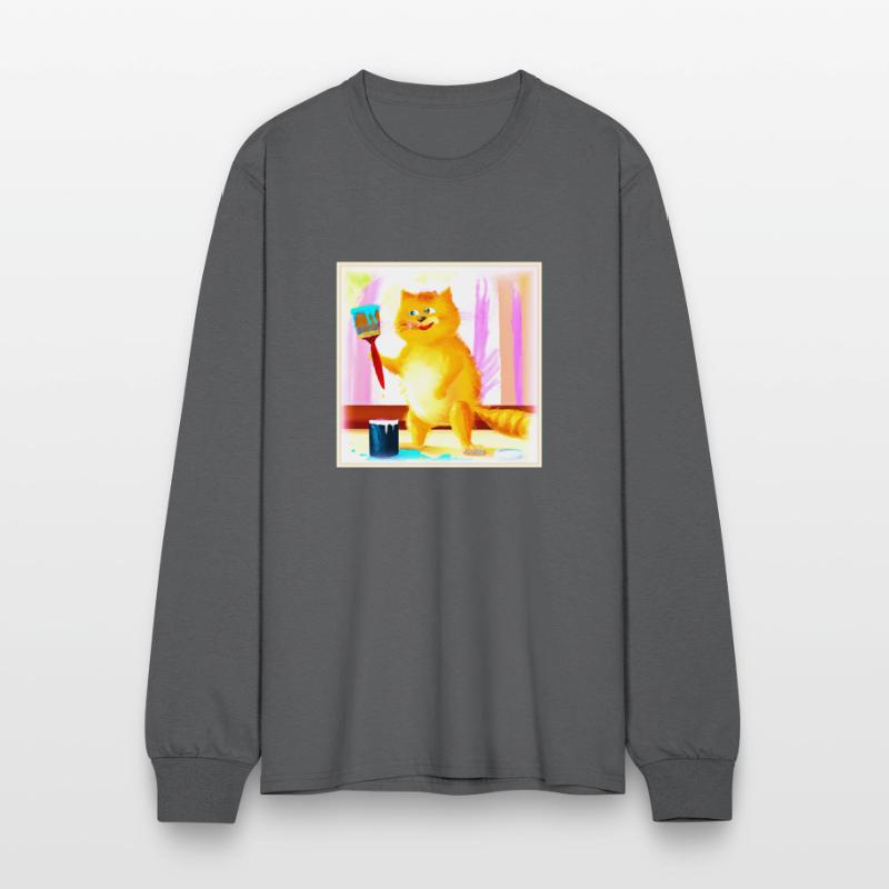 Cute Painting Of A Cat Holding A Brush. Buy Now