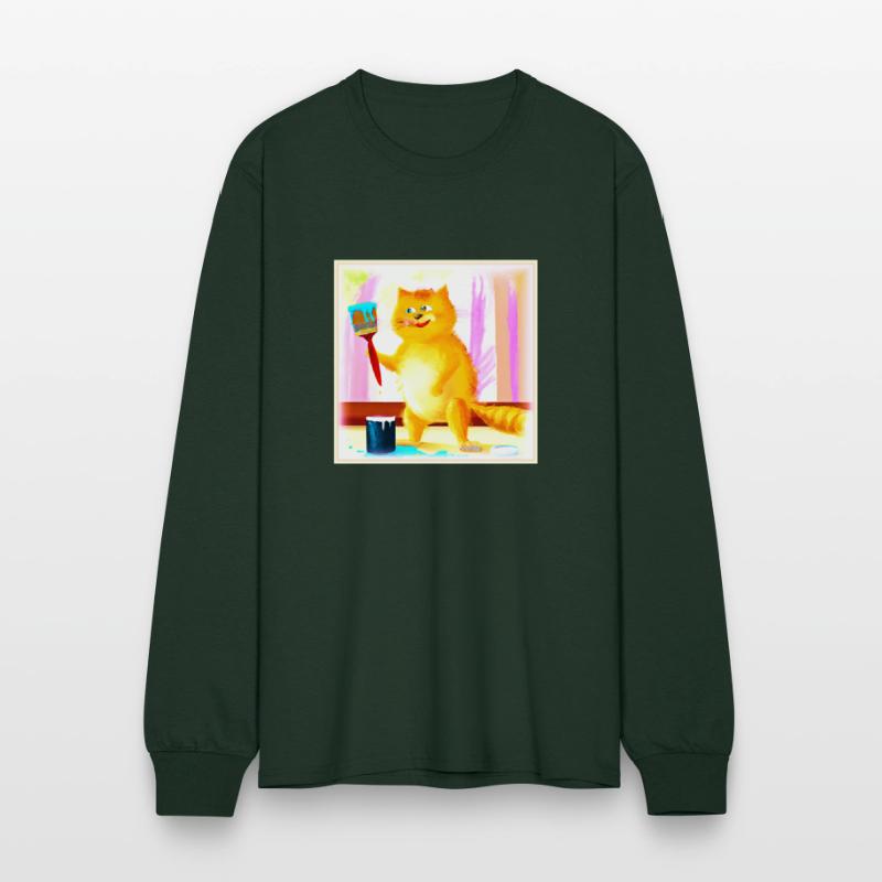 Cute Painting Of A Cat Holding A Brush. Buy Now