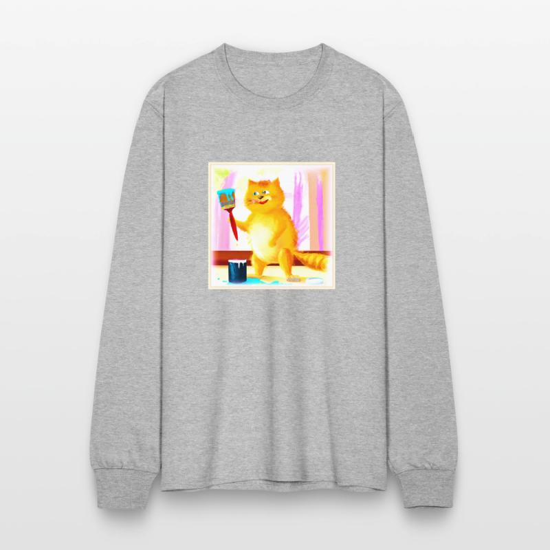 Cute Painting Of A Cat Holding A Brush. Buy Now