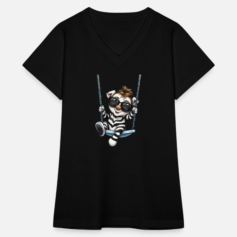Cute Zebra Swinging in Comic Style