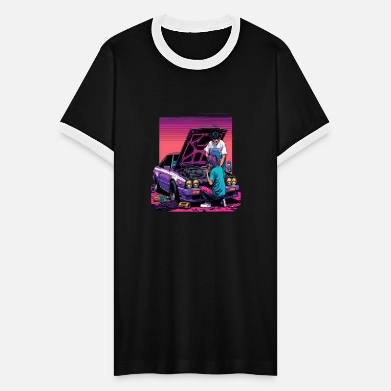 Dad and Daughter Fixing Car Retro Pop Art Car