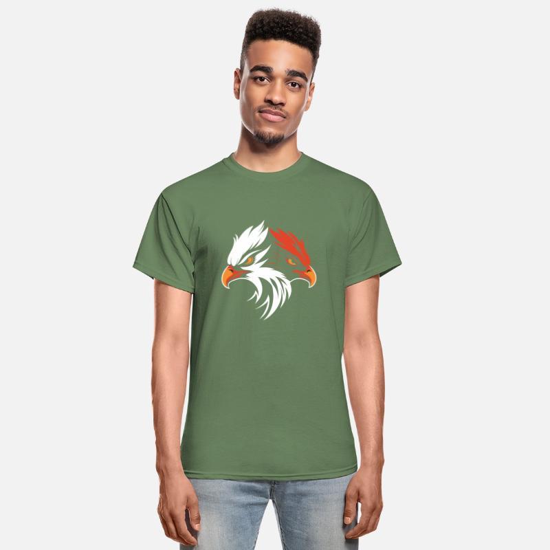 Dual Eagle Head Bold Black White Red Fierce Design