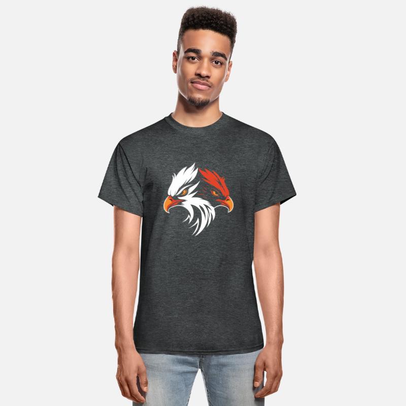 Dual Eagle Head Bold Black White Red Fierce Design